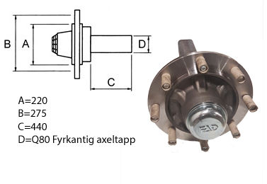 Axeltapp 8/220/275 Gripen, Q80x440, M20